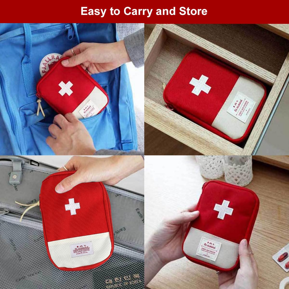 Mini Botiquín de Primeros Auxilios,Bolsa de Primeros Auxilios,Bolsa Médica Vacio,Primeros Auxilios Portátil Bolsa,Botiquín Médico Vacío,Botiquin de Primeros Auxilios Vacía,(Rojo)