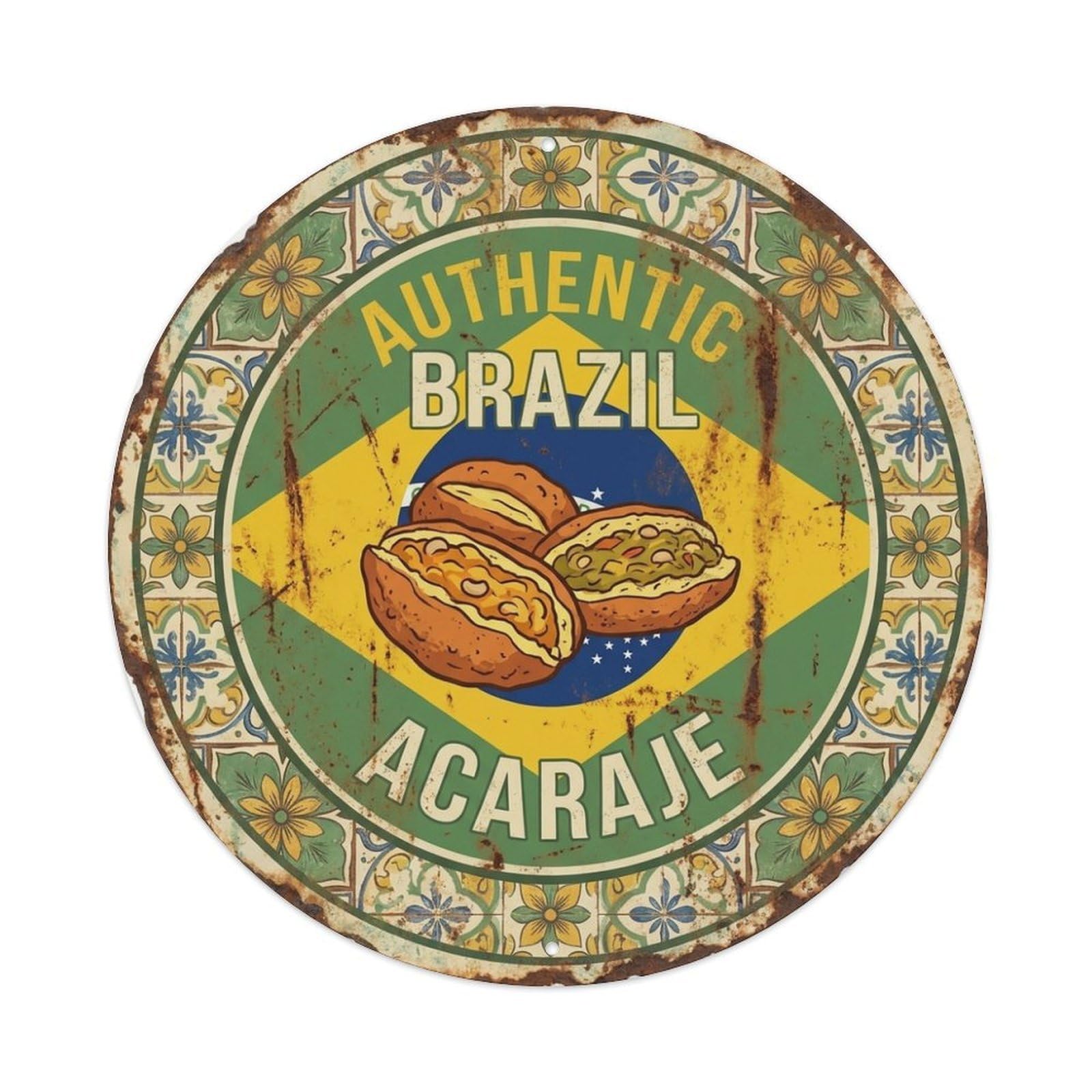 Olhnbad Style Brazil Travel Acaraje Street Food Cuisine Metal Tin Sign