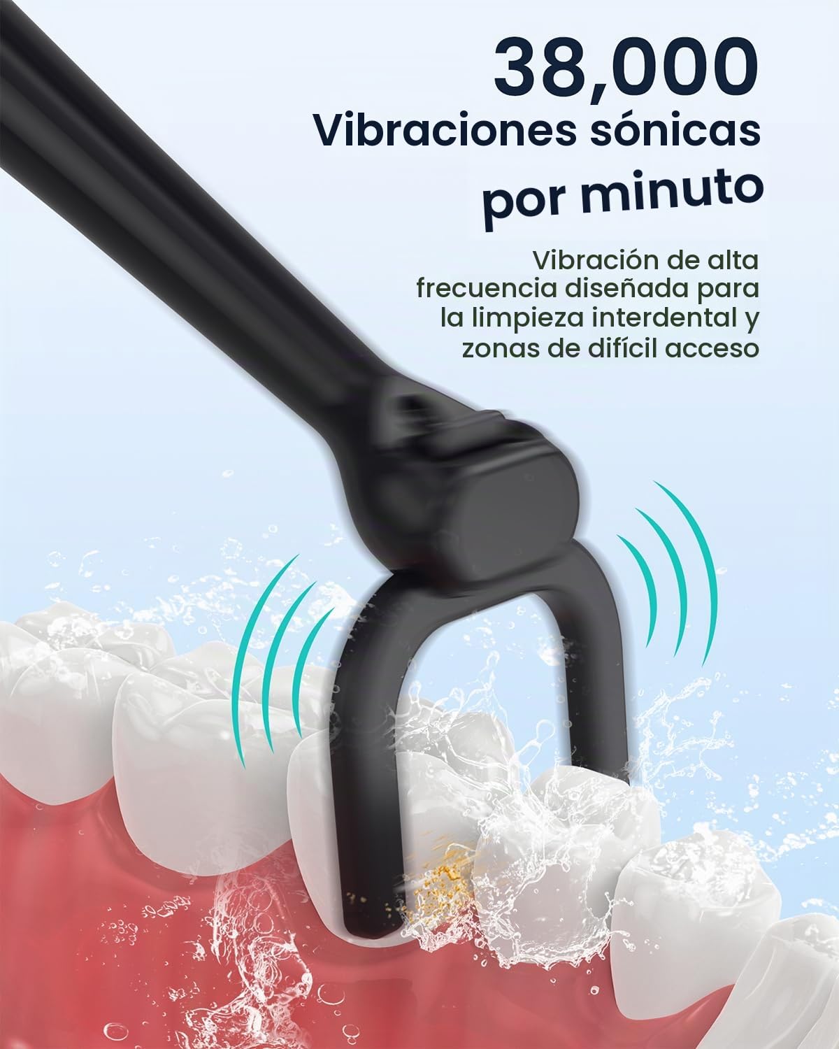 LifeBasis Hilo dental eléctrico con 3 modos y 50 cabezales de repuesto, alternativa al hilo dental de agua, palillos de hilo dental para limpieza interdental y cuidado bucal diario