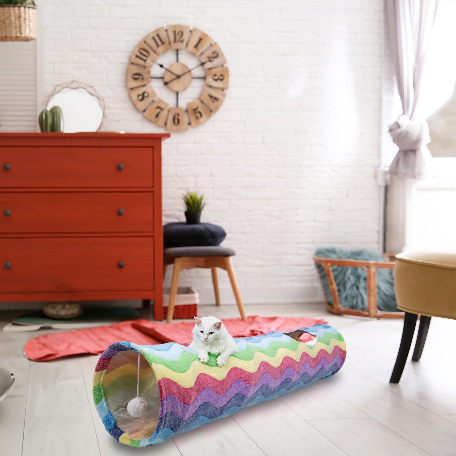 Tunnel Per Gatti Pieghevole - Gioco Con 3 Tunnel E Cubetti - Foto 8