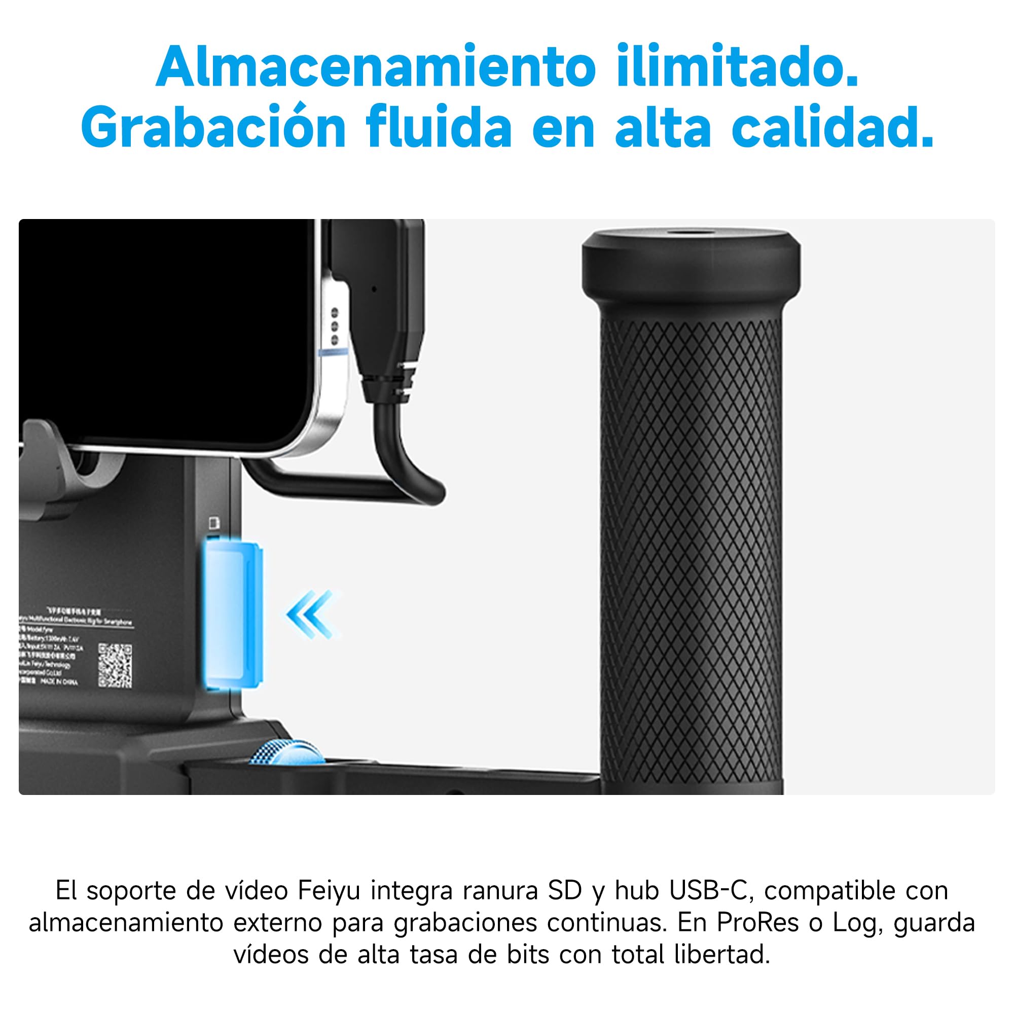 FeiyuTech Dispositivo de vídeo para smartphone con ventilador, 3 puertos tipo C, liberación rápida Arca-Quick, grabación horizontal/vertical, marco de agarre profesional