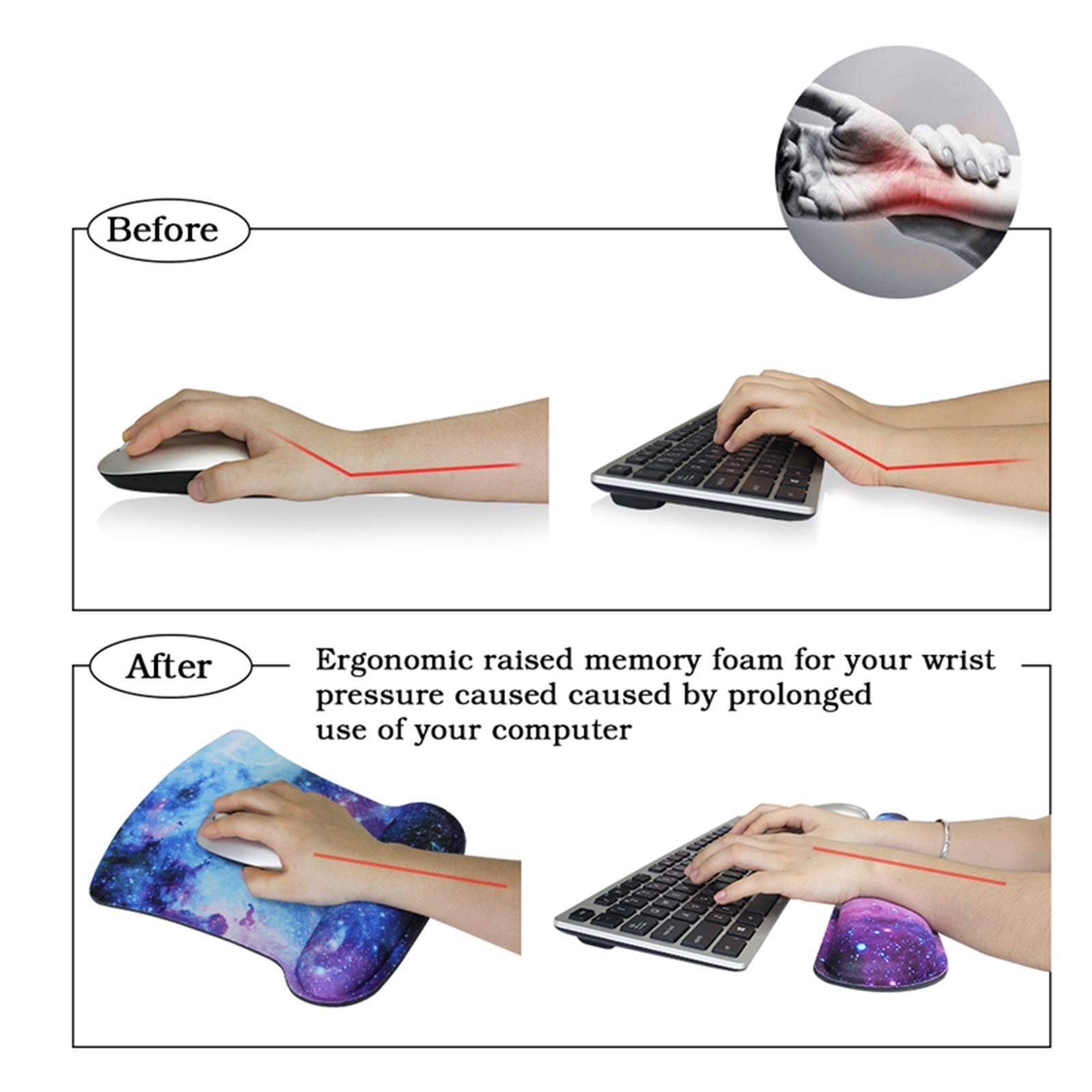 Mouse con Poggiapolsi Posto da Polso del Mouse Posto da Polso da Polso Pintino da Polso Pad Rest e Mouse Silice Gel Supporto da Polso da Polso con Memory Foam Mouse Pad Mat (Color : G)