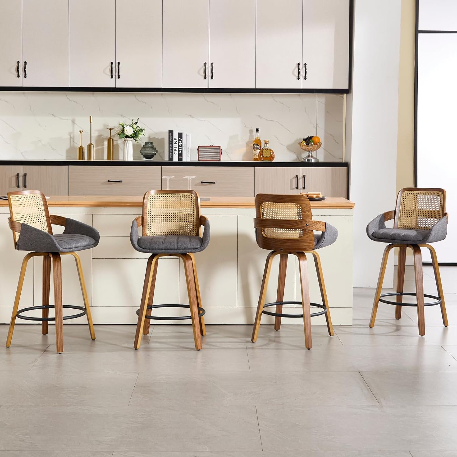 DUOMAY 360° Swivel Counter Height Stools Set of 4, Morocco Ubuy