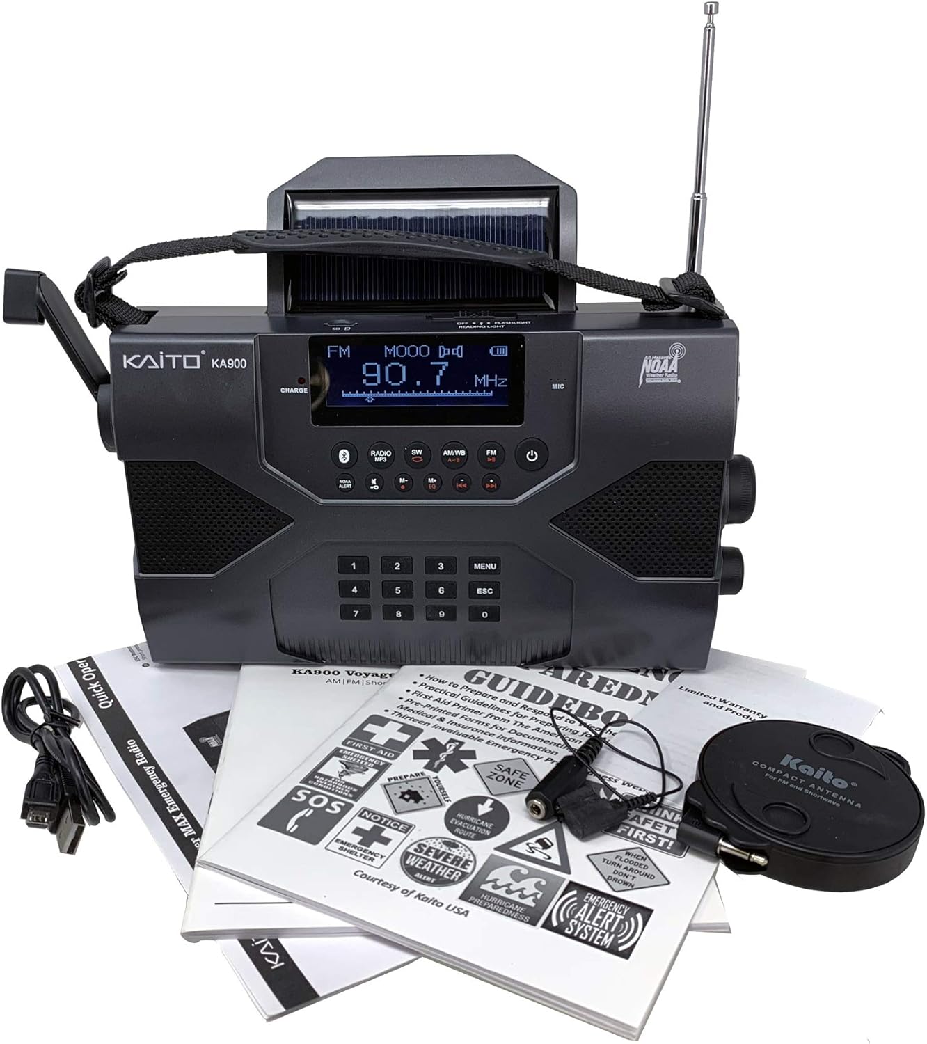 🛒 Crazy Deals Kaito Emergency Radio Voyager Max KA900 Digital Solar Dynamo Crank Wind Up AM/FM/SW & NOAA Weather Stereo Radio Receiver with Bluetooth, Real-time Alert, MP3 Player, Recorder & Phone Charger, Black