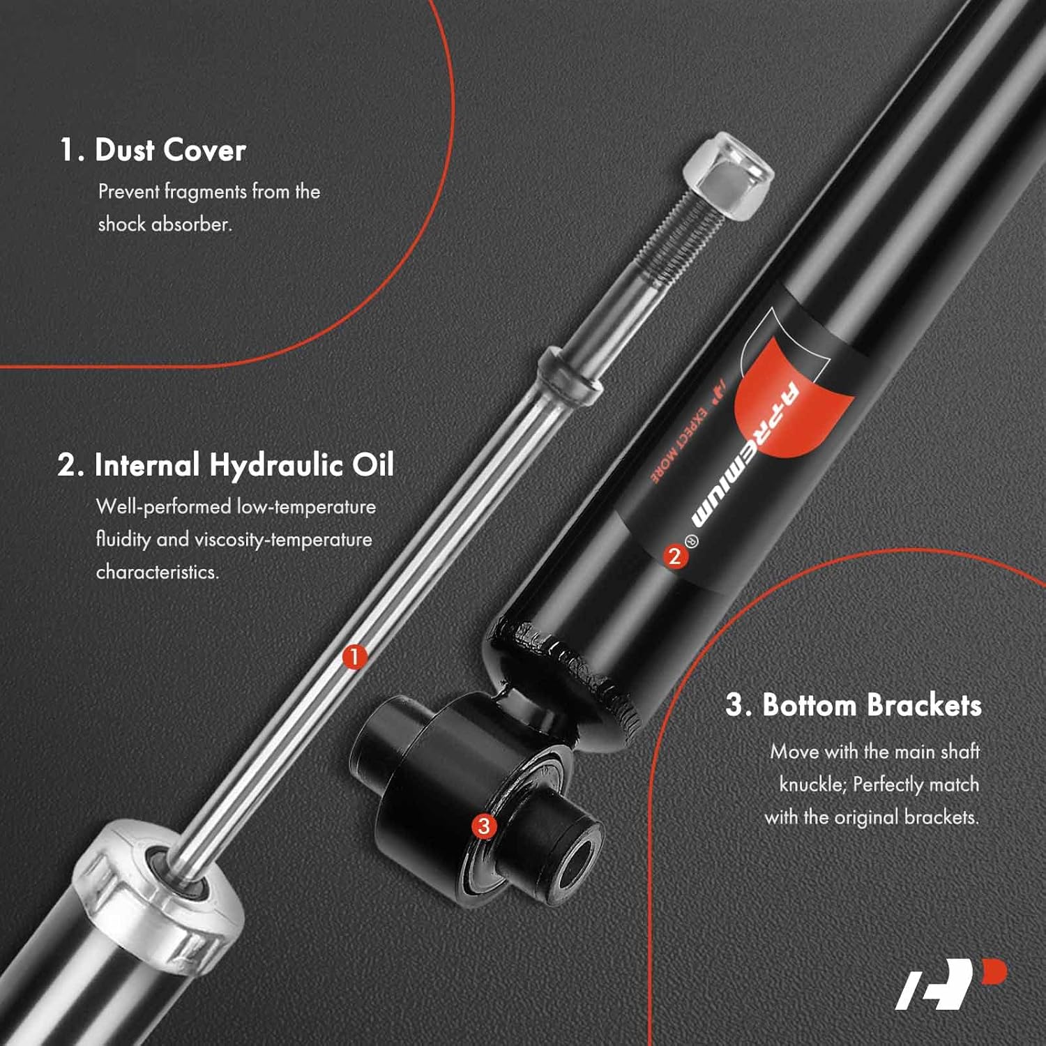 A-Premium Rear Pair (2) Shock Absorber Compatible with Scion tC 2011 2012 2013 2014 2015 2016, Driver and Passenger Side