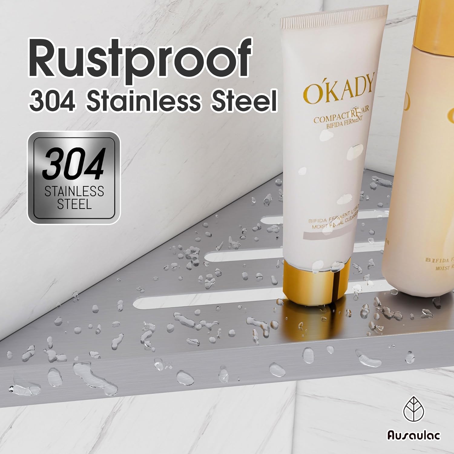 Shower Corner Shelf,304 Stainless Steel Shower Caddy, No Drill Shelf,Won't Fall Off Organizer, Large Capacity Floating Corner Shelves Shampoo Holder (Silver 3-Pack)