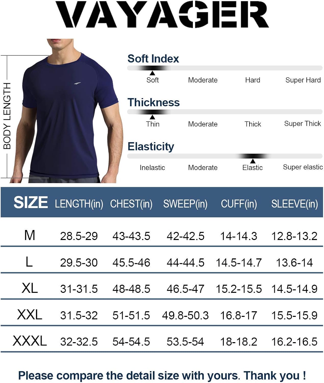 VAYAGER Men's Swim Shirts UPF 50+ Short Sleeve Quick Drying Rashguard Crew Shirt: Clothing