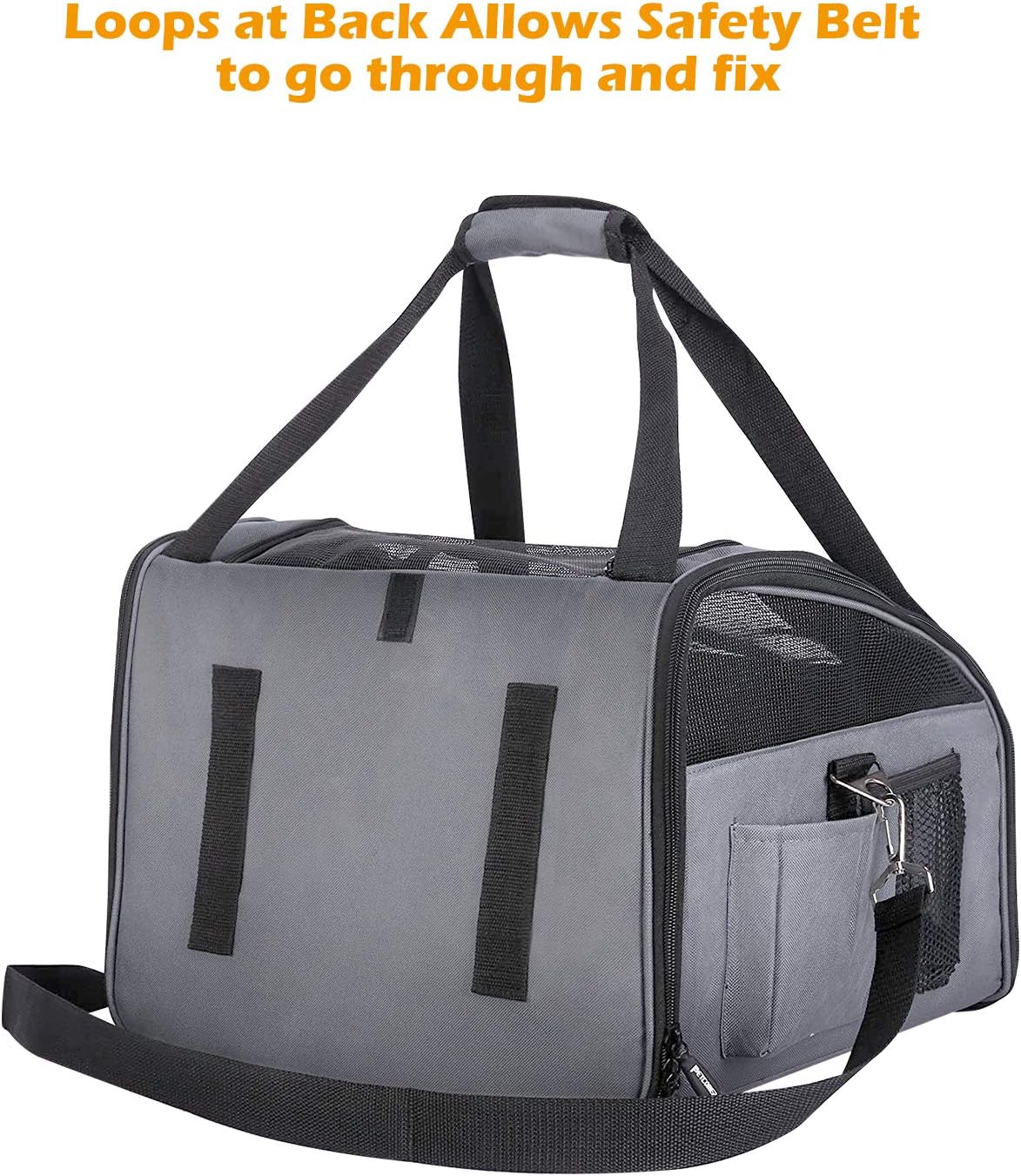 Pettom Pet Car Seat Carrier Airline Approved Dog Cat Lookout Booster Seat for Pets up to 20 lbs (Large, Grey) : Pet Supplies