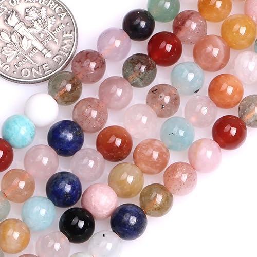 GEM-Inside - Cuentas redondas de piedras preciosas mixtas multicolor naturales de 0.236 pulgadas (0.236 in) para hacer joyas, 15 pulgadas