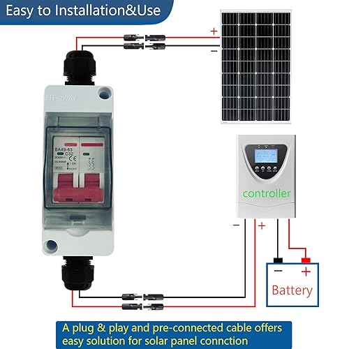 Miniatura 4 de Paneles solares Interruptor de desconexión solar con caja de disyuntor en miniatura de 32 amperios, IP65, aislador de circuito fotovoltaico