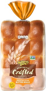 Nature's Own Perfectly Crafted Brioche Style Butter Rolls - Soft Non-GMO Dinner Rolls, 12 Count Pack