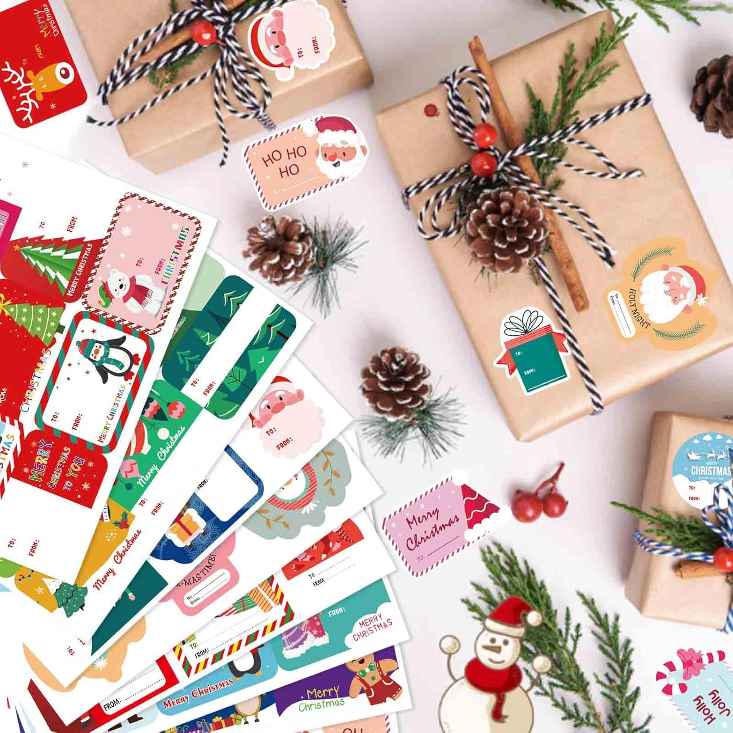 138PCS Christmas Gift Tags, Self Adhesive Christmas Name Tags Stickers, Christmas Labels Stickers Xmas Holiday Present Label - Image 6