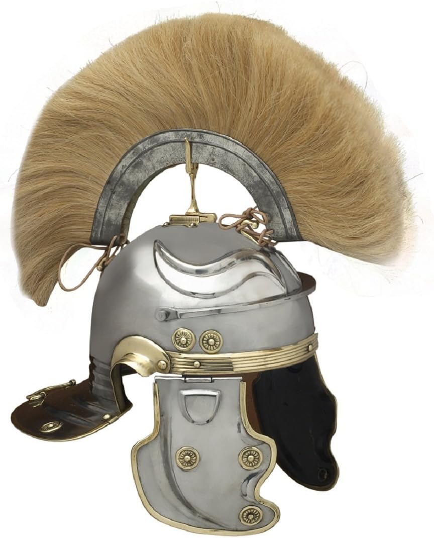 NauticalMart Armor Roman Centurion Helmet White Plume - Metallic - One Size