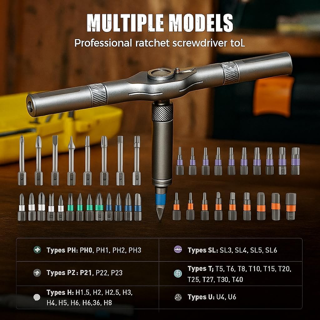 42 in 1 Magnetic Screwdriver Set with T Handle,Multi Bit Ratchet Screwdriver Set,Portable Storage Case, DIYRepair Tool Kit,Precision Repair Tools (Yellow)