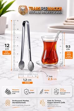 Midye Uçlu Mini Şeker ve Sunum Maşası 12 cm 6'lı