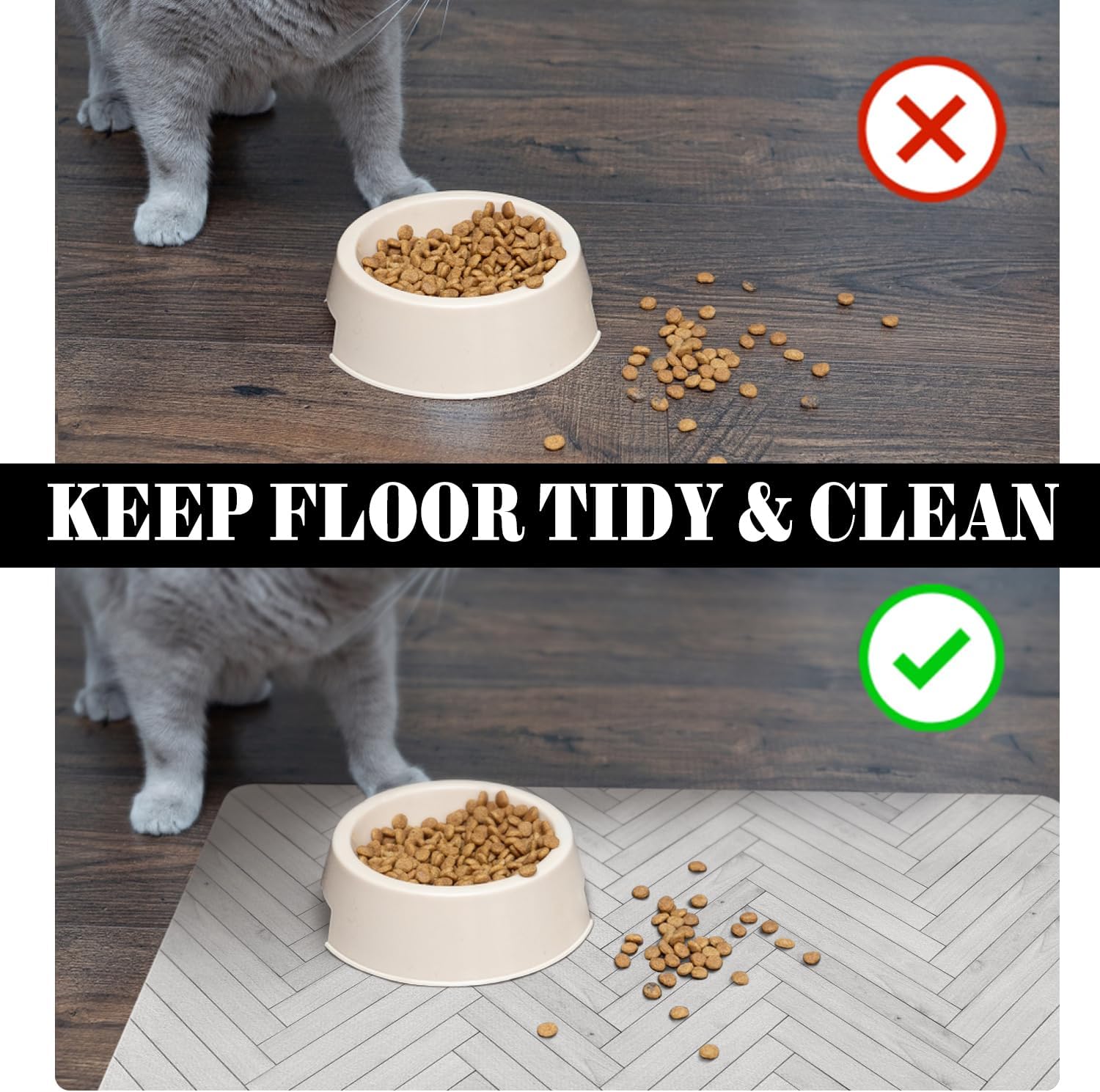 Dog Food Mats for Floors Absorbent, Pet Cat Food Mat - Quick Dry Dog Bowl Mats for Food and Water, Eco-Friendly Boho Pet Supplies 12" x 20" S(12"×20") 01-White image 5 of 7 B0CNVZ6TZP