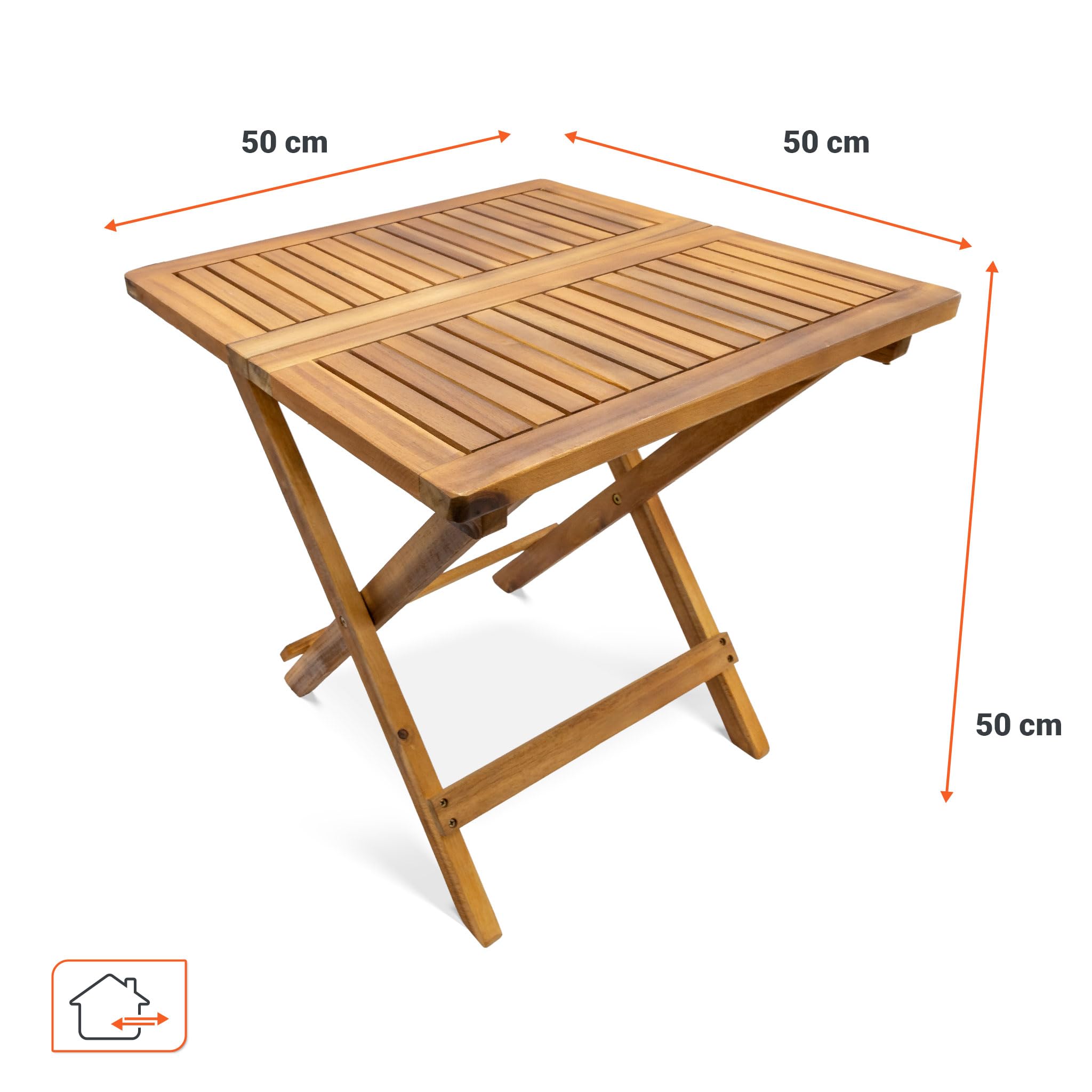 Spetebo table de jardin en acacia huilé - 50 cm - Pliante pour intérieur et extérieur - D'appoint pour balcon, terrasse, jardin - Bistrot massive