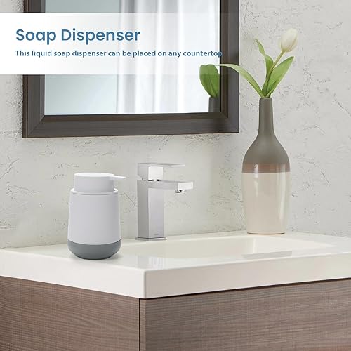 Miniatura 6 de Dispensador de jabón de manos blanco con botas de silicona para baño, dispensador de jabón para platos recargable para cocina con bomba fácil de