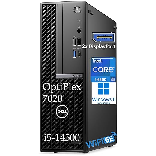 Dell Desktop Computer OptiPlex 7020 SFF, 7000 Small Dekstops PC, 32GB DDR5 RAM, 1TB PCIe SSD, 14th Gen Intel 14-Core i5-14500, WiFi 6E, BT, 2 DisplayPort+HDMI+Type-C, KB and Mouse, Windows 11 Pro