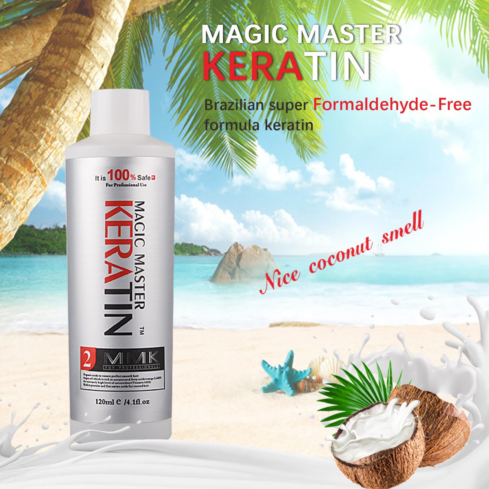 Brazilian Keratin Hair Treatment,Magic Master Keratin 120ml Long Lasting Keratin Treatment Free Formalin Without Strong Smelling and Smoking Straighten Smooth Normal Curly Hair