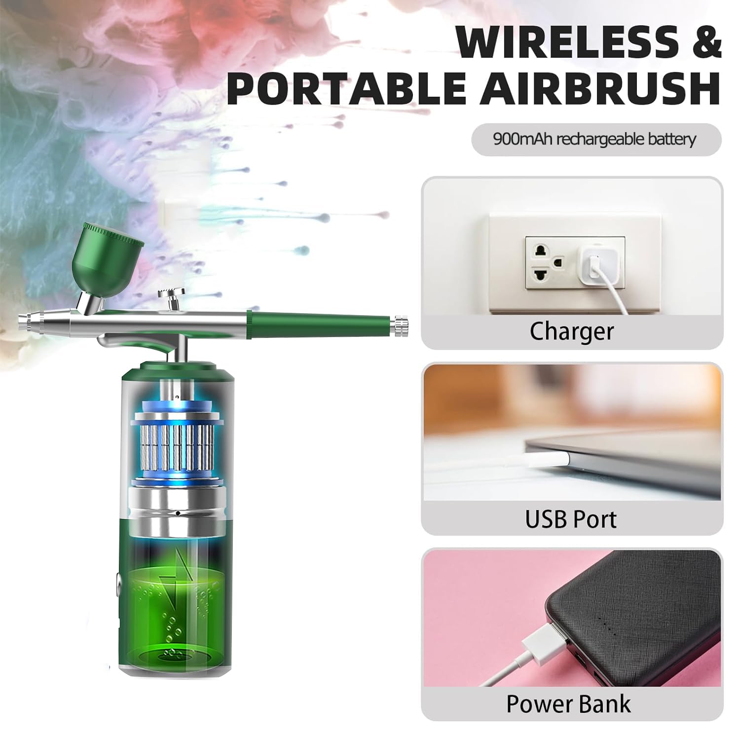 Kit Aerografo Cordless 7.4V - Compressore 34PSI Portatile | Per Make-up, Torte E Modelli - Foto 4