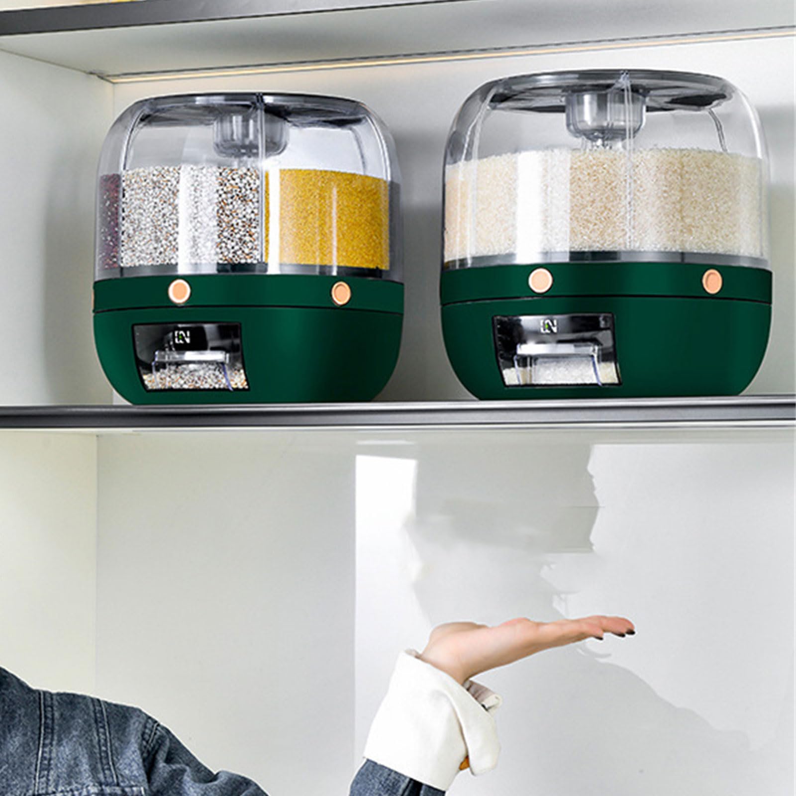 Contenitore per alimenti secchi con 6 sezioni staccabili Dispenser di riso rotante a 360 gradi Porta alimenti da cucina Contenitore per noci e fagioli