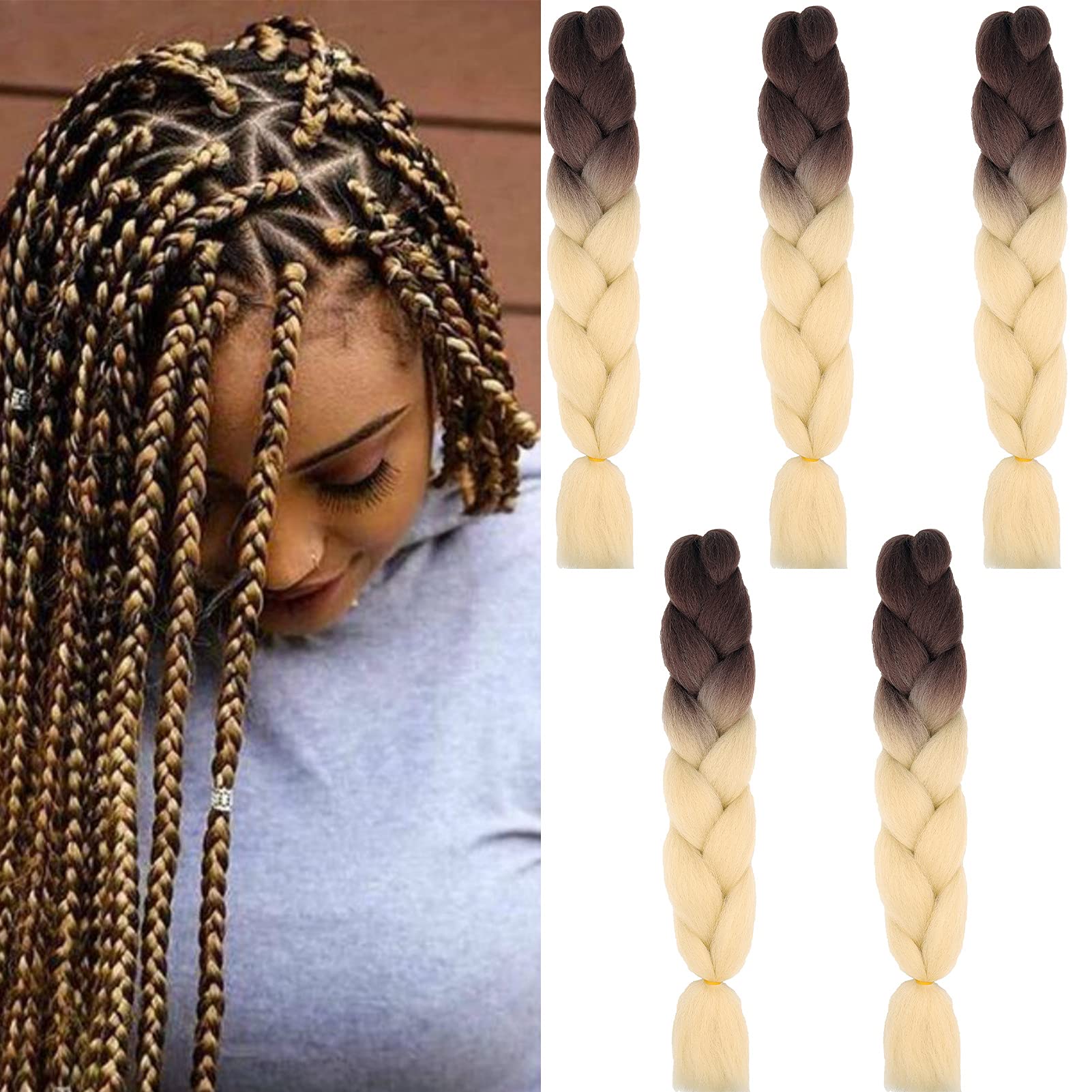 24inch Jumbo Braids Hair Extensions Ombre Braiding Hair Synthetic 3Pieces/lot Crochet Twist High Temperature African Box Braids, Sapphire Blue — view 75