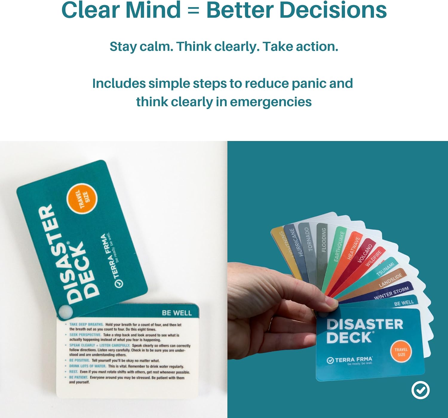 Disaster Guide for Emergency Preparedness Kit – Waterproof Wildfire, Earthquake & Hurricane Survival | 12 Disasters | Pocket Tool for Families | Bug Out Bag Essential | Made in USA