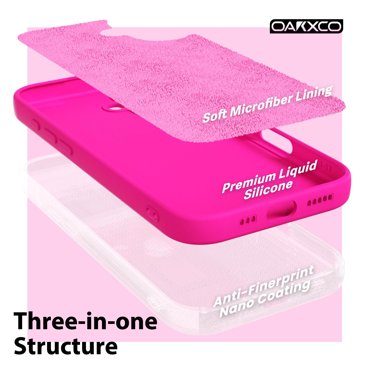 oakxco for iPhone 16 Pro Max Case Liquid Silicone, Soft Rubber Gel Elegant Aesthetic Basic Simple Cover, Cute Thin Slim TPU Matte Solid Color Plain Smooth Case for Women Girl, Light Pink — view 1560