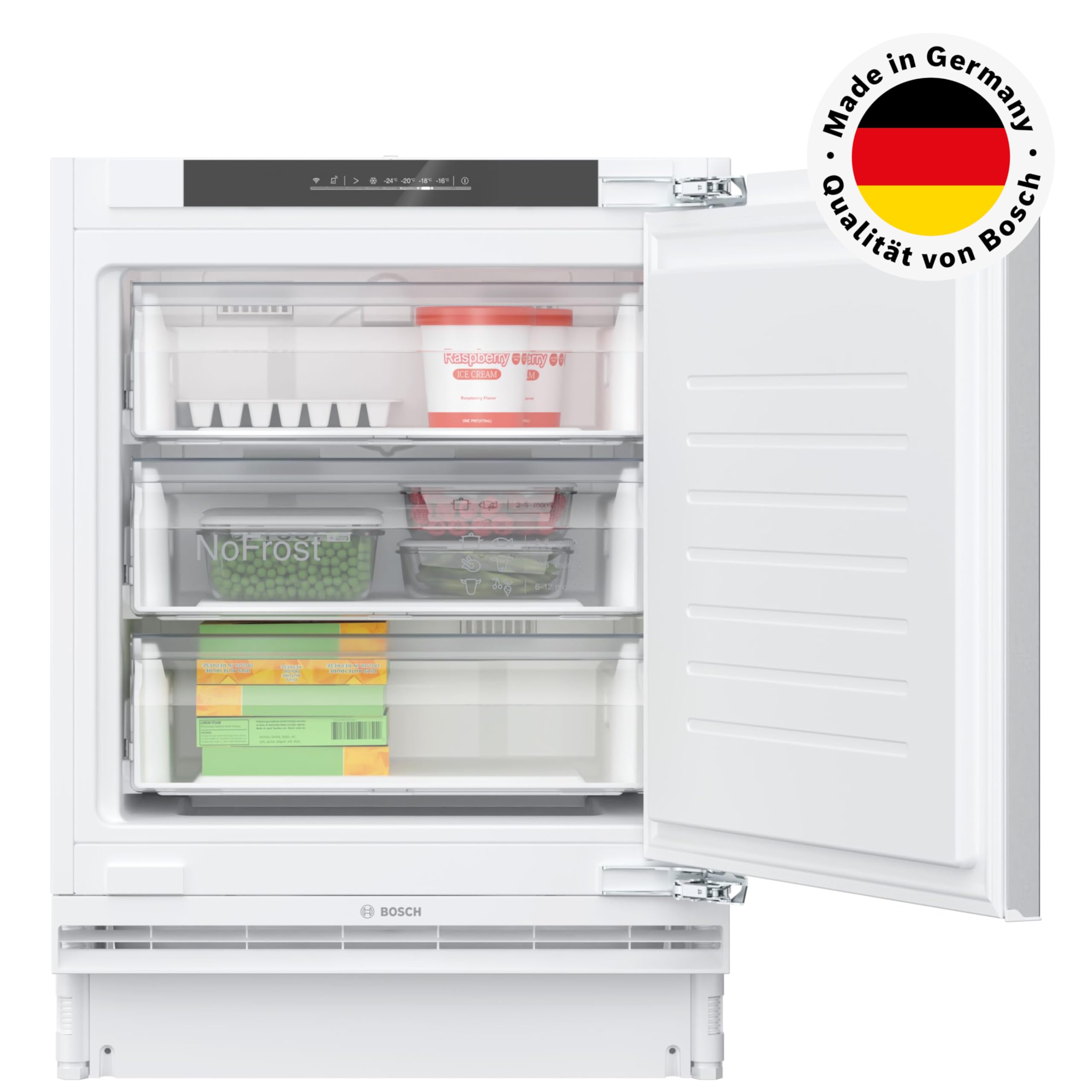 Bosch Serie 6 Smarter Unterbau Gefrierschrank 82 x 59.8 cm 85 L GUN21ADE0 | Made in Germany, NoFrost nie wieder abtauen, SoftClose sanfte Türschließung, SuperFreezing Schnellgefrieren