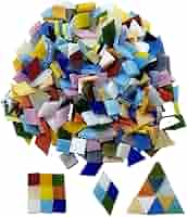 Tessere Mosaico In Vetro Colorato - 450 Pezzi, 4 Forme Diverse, Per Decorazioni Fai Da Te E Arte