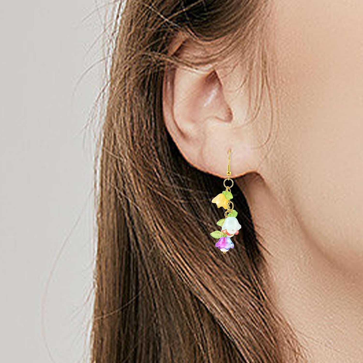 100Pcs Flower Charms for Jewelry Making Bulk Small Cute Glass Acrylic Pearl Charms 10 Colors Floral Pendants with Leaf Beads for Necklace Bracelet Earrings Keychain DIY Supplies - Image 7