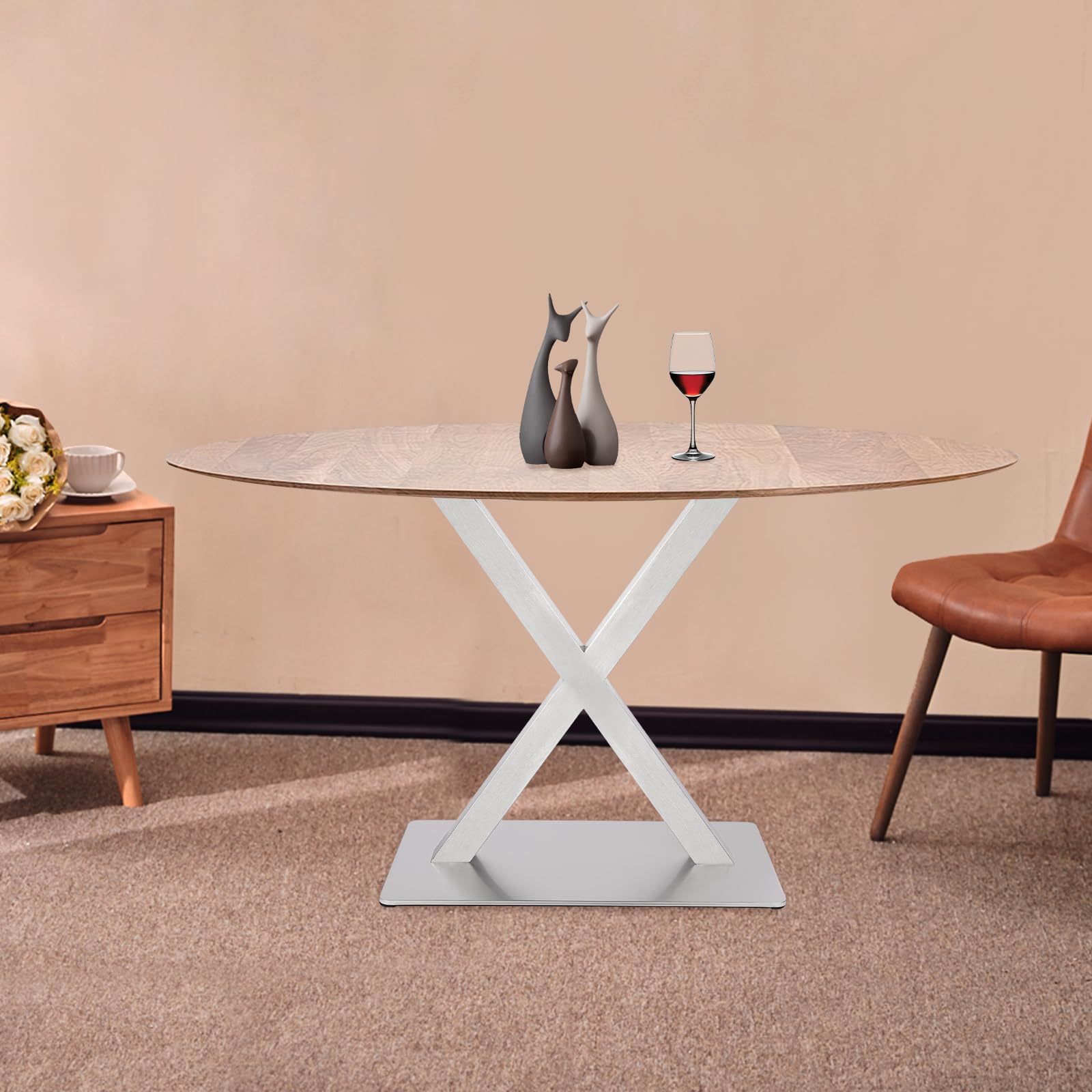 Edelstahl Tischbeine, X-Form Tischgestell Tischfuß bis 200kg Tischuntergestell für Couchtisch, Esstisch und Bartisch, Höhe 72cm, Silber