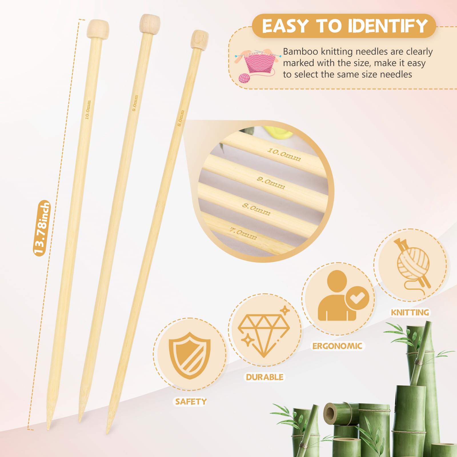 Aeelike Bamboo Knitting Needles Set 35cm - Image 4