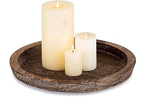 Round Wooden Serving Tray for Decor, Kitchen Table Centerpieces Decor Decorative Tray,...