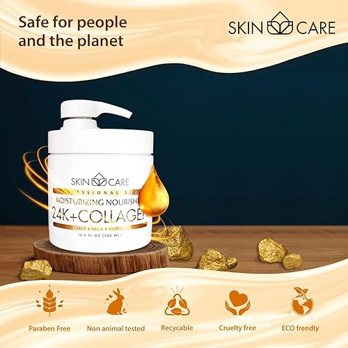 Miniatura 6 de Skin Care Crema hidratante 3 en 1 de oro de 24 quilates y colágeno para cara, cuello y manos, crema diaria delicada y fácil de absorber para todo