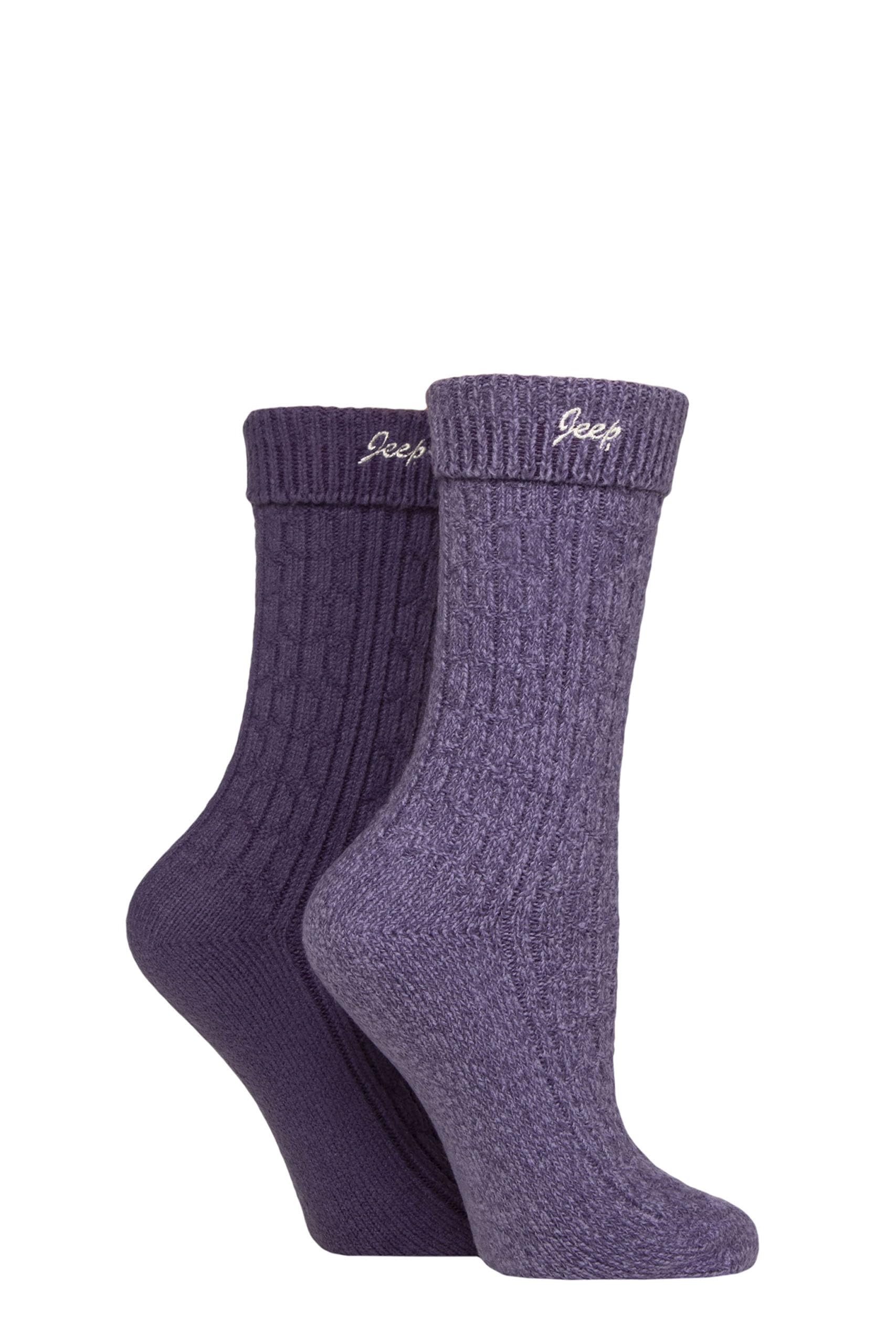 Jeep Ladies Super Soft Turn Over Top Polyester Boot Socks Pack of 2 (UK, Numeric, 4, 8, Regular, Regular, Lilac/Purple)