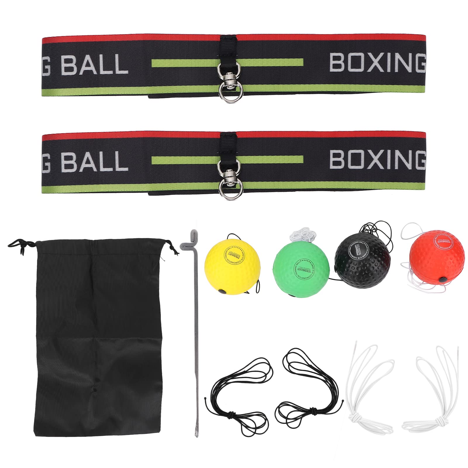 Boxing Reflex Ball Headband Set 4 Different Balls and 2 Adjustable Headbands Adjustable Reflex Ball Set for Novice Improving Speed Hand Eye Coordination Training