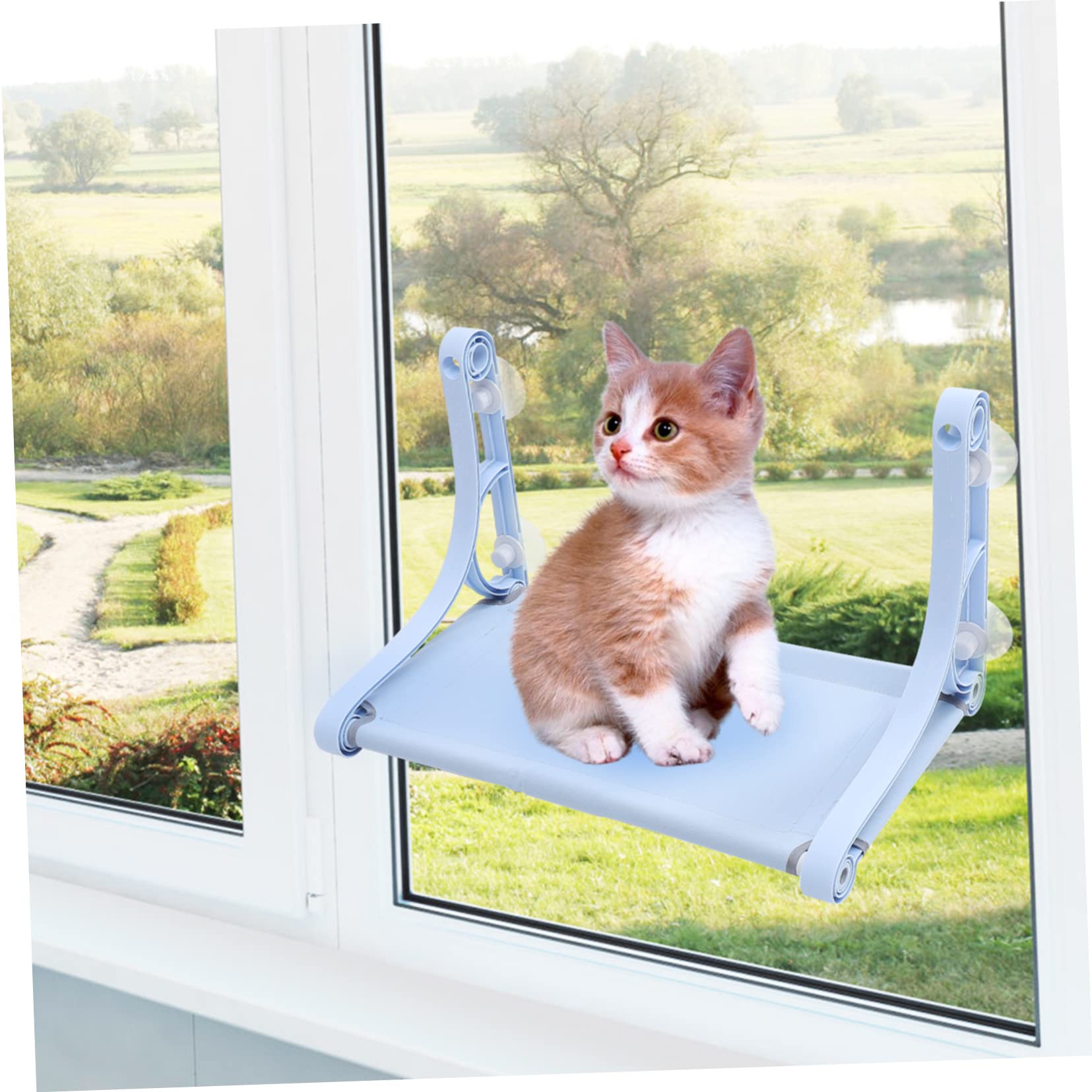 Katzenhängematte mit Saugnapf für Fenster, Blaues Katzenbett