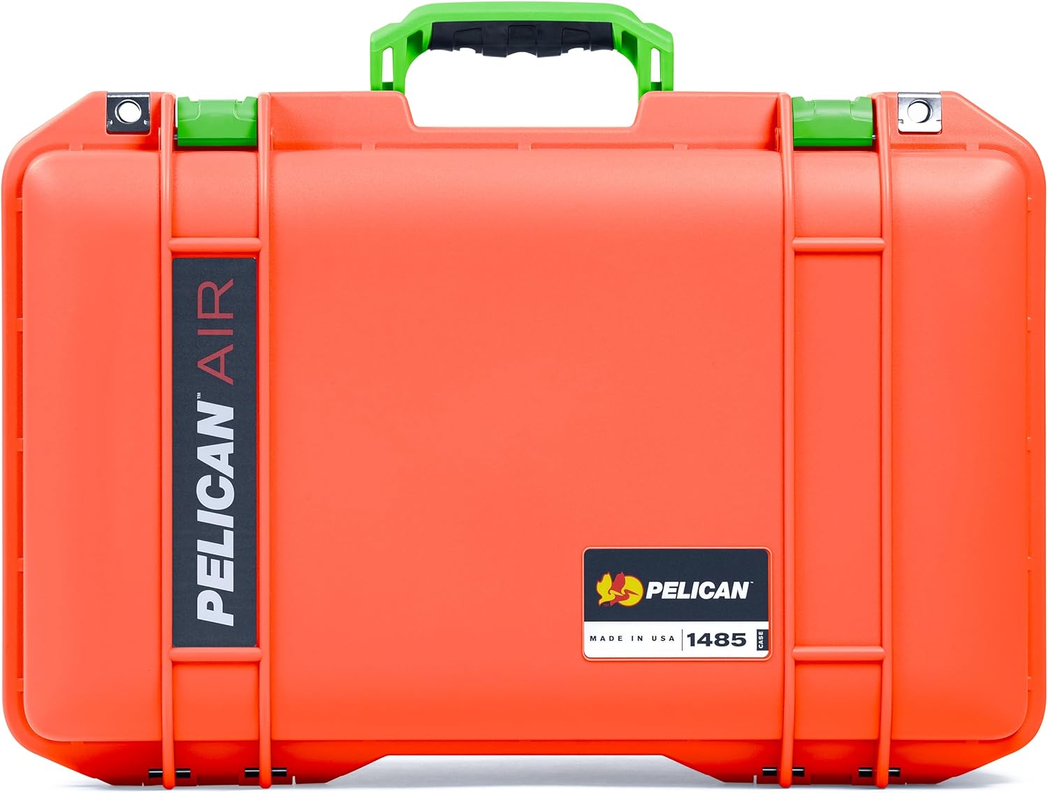 Orange Pelican 1485 Air case - comes with foam - Lime Green handle & latches.