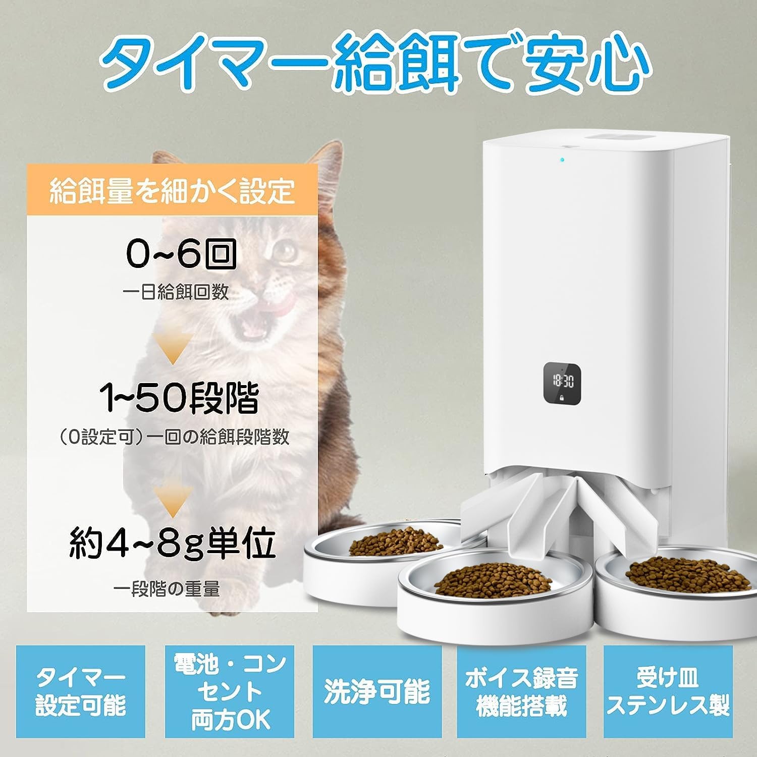 Amazon | 【2024最新改良】多頭飼いに向け 自動給餌器 猫 中小型