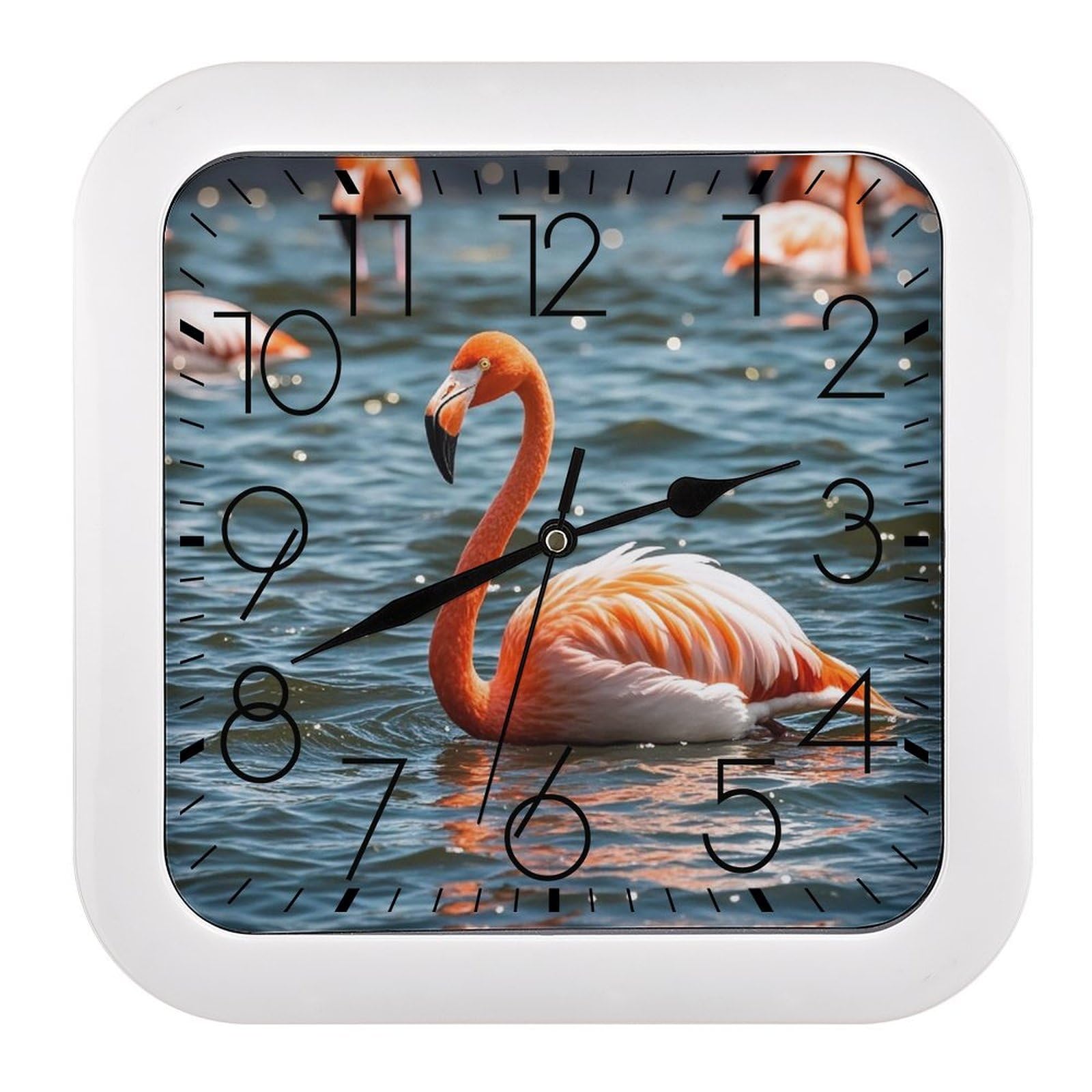 LZQPOEAS Flamingo Wall Clock Fashionable Versatile Silent Wall Clock Simple Elegant Non Ticking Analog Clocks Easy to Install Square Modern Clocks for Home Decoration
