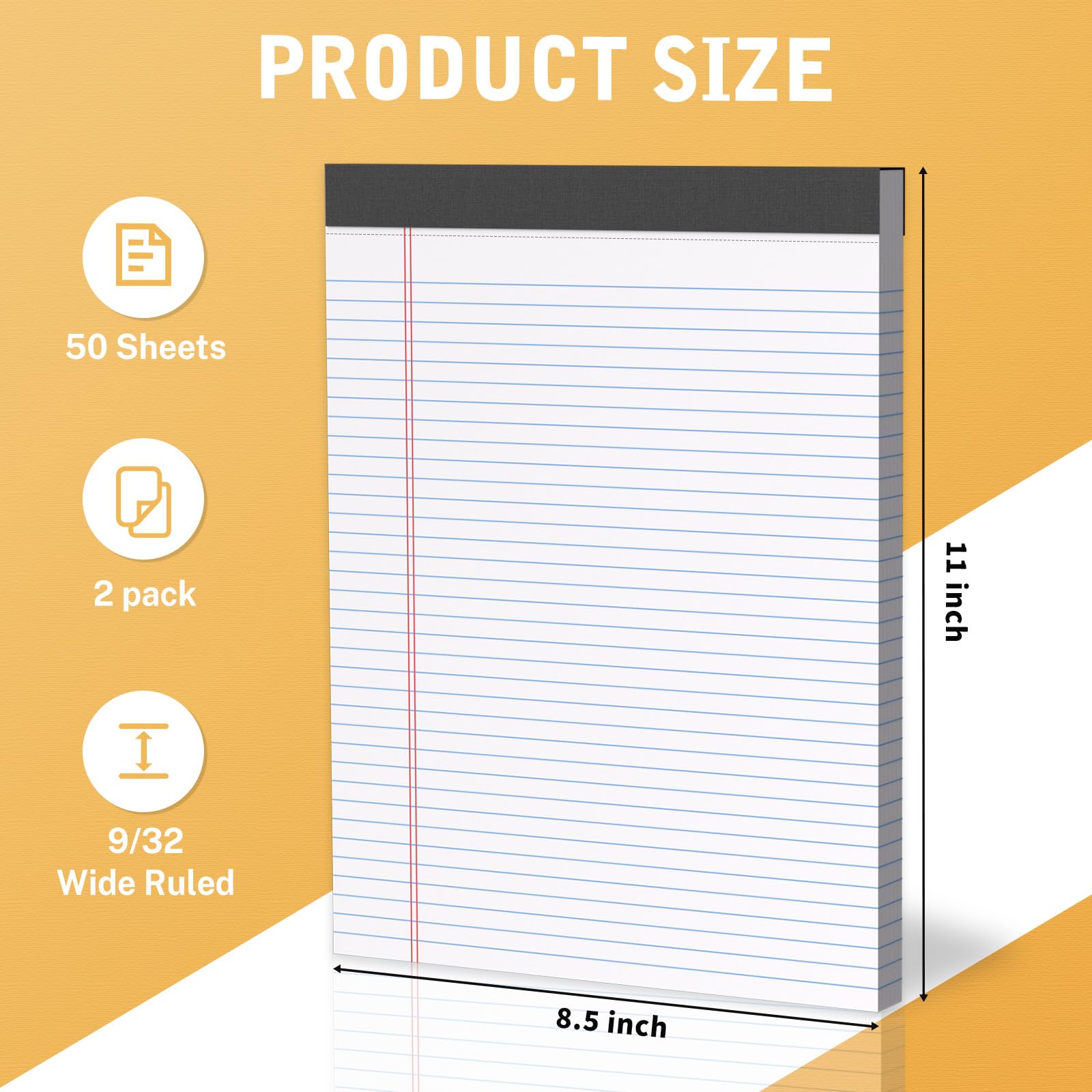 Confezione da 2 blocchi per appunti bianchi da 21 x 28 cm, a righe con retro rigido, micro perforati per ufficio, scuola e casa, 50 fogli per blocco, ideali per studenti, insegnanti e professionisti