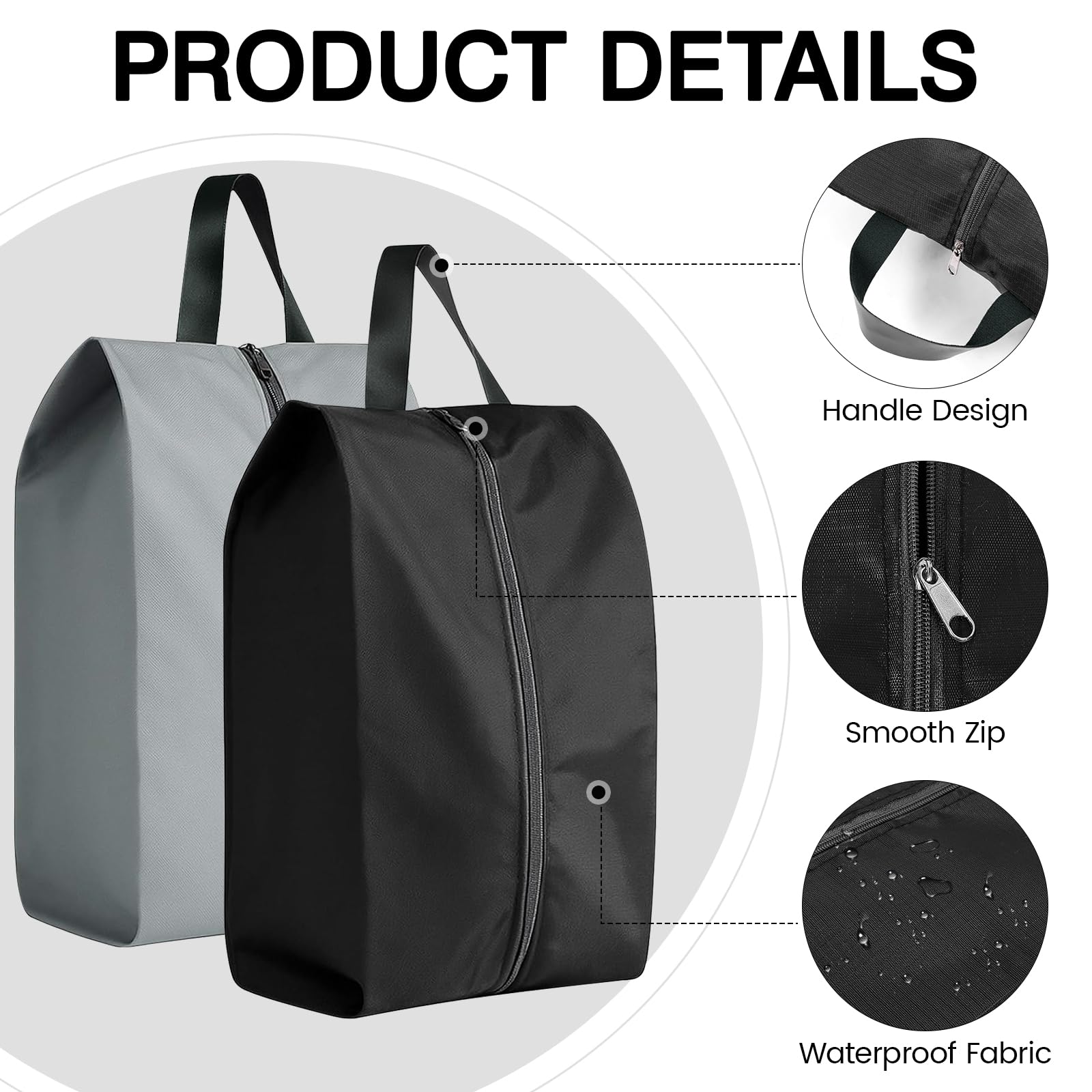 Zorplex 6 Sacchetti per Scarpe da Viaggio, Impermeabili e Antipolvere con Chiusura a Zip, Sacchetti Portatili Unisex per Casa e Viaggio