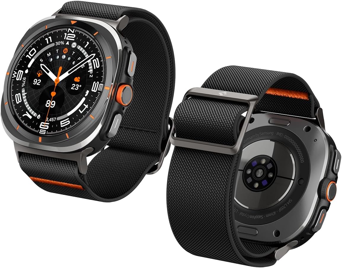 Spigen Lite Fit for Samsung Galaxy Watch Ultra 2/1 Band (2026/2025/2024) | Lightweight Soft Nylon Fabric Breathable Stretchy Adjustable Solo Loop Men Women Sport Strap