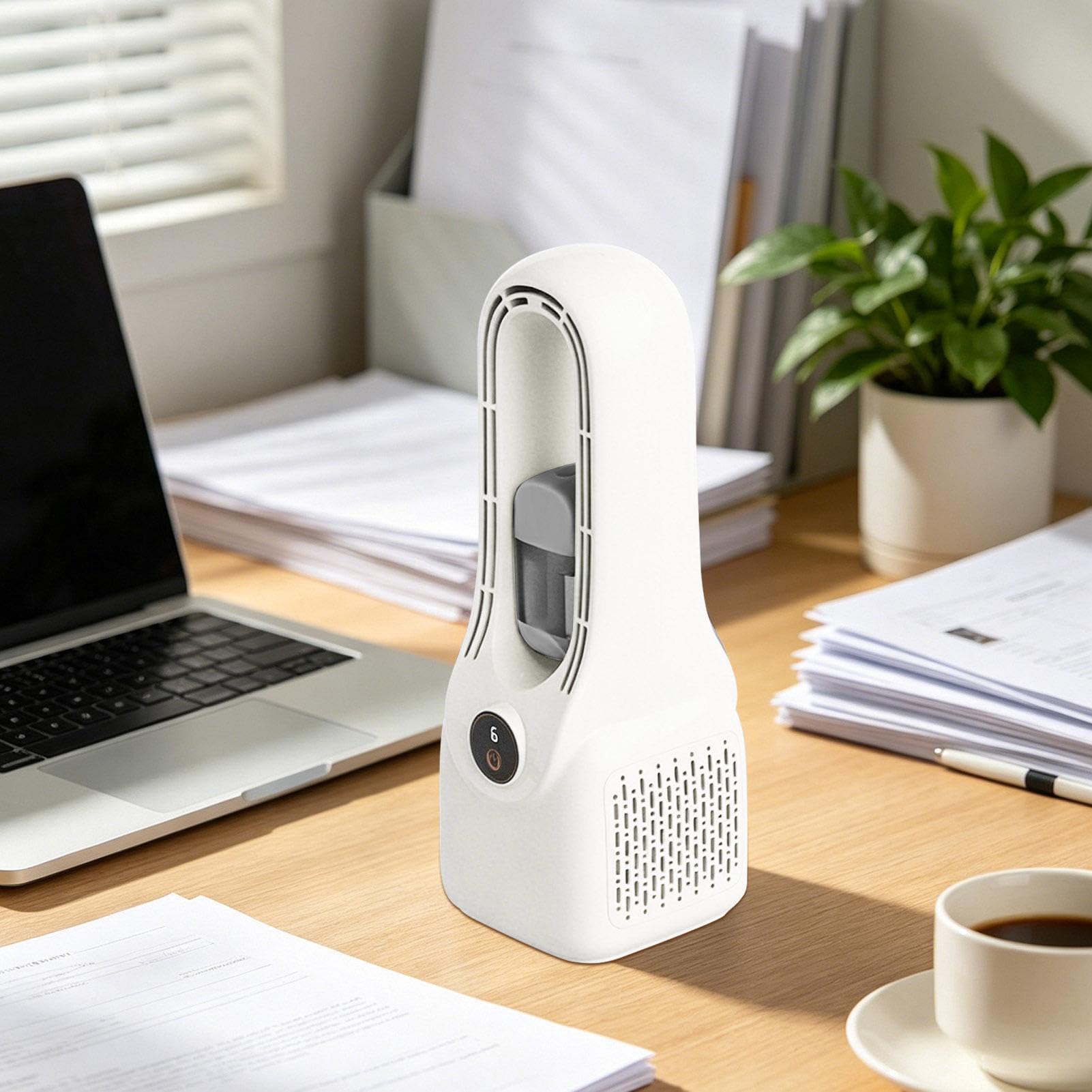 Ventilatore Da Scrivania Ricaricabile Ventilatore Senza Pale a 6 Velocità e | Fan a silenzioso, ricarica Type-C 1500mAh per Ufficio Casa Camera da Spiaggia