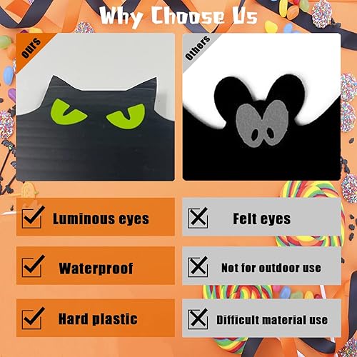 Miniatura 6 de 16 piezas de decoración de Halloween, material de polipropileno, decoración colgante de murciélago con ojos que brillan en la oscuridad, carteles