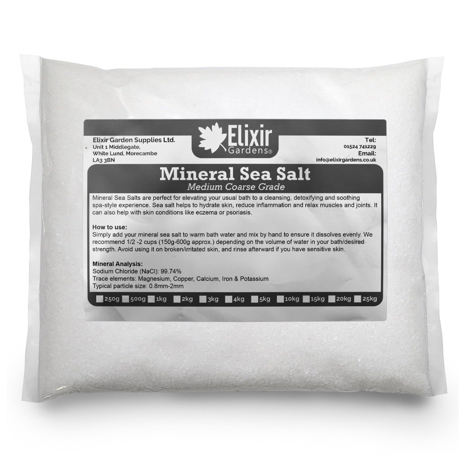 Elixir Gardens Mineral Sea Salts | Various Sizes 500g-25kg | 10kg