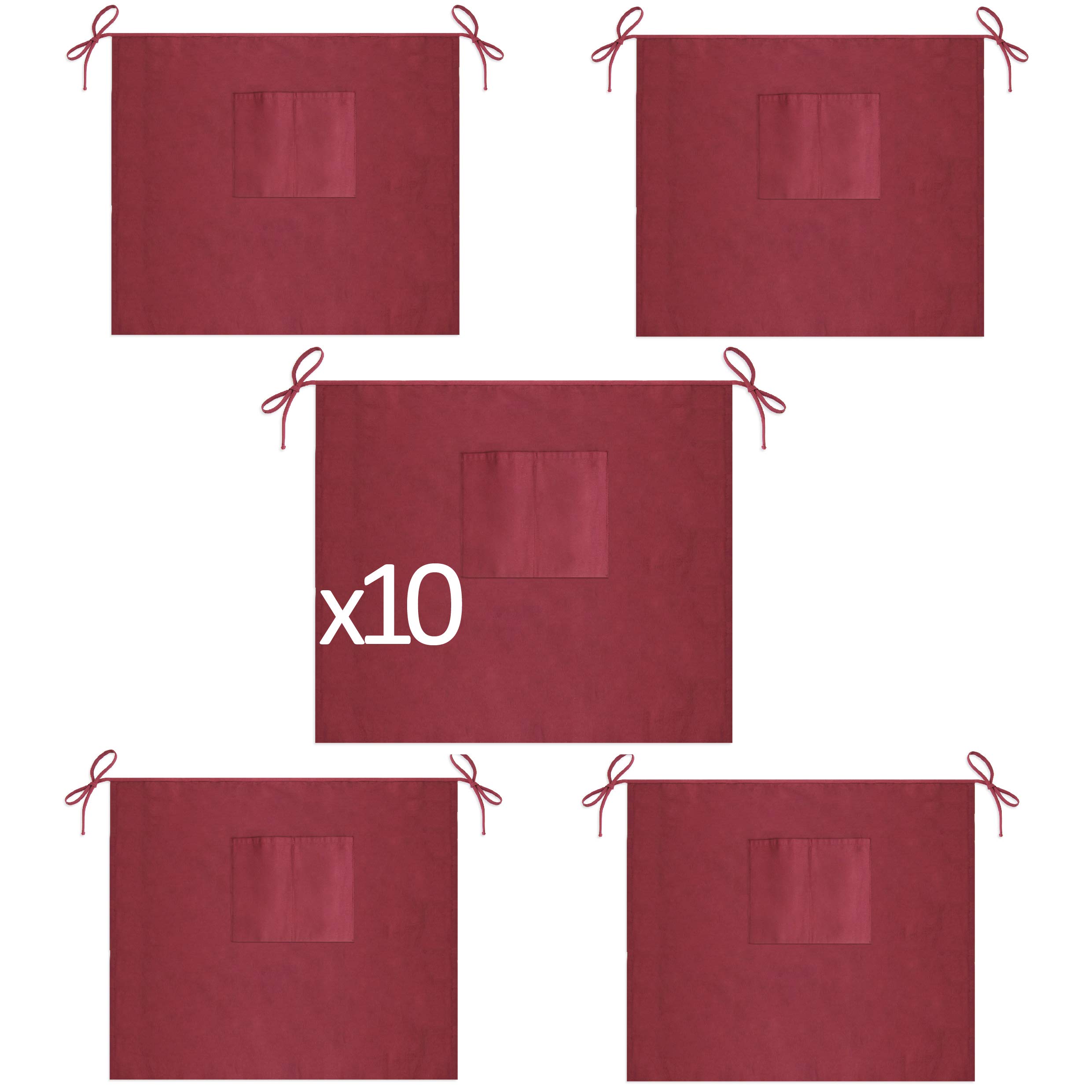 10 Grembiuli Bordeaux Lunghi Professionali 100% Cotone 87x76