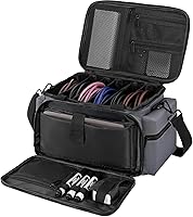 Vista 9 de AKOZLIN Bolsa Organizadora de Archivos de Cable con Divisores Desmontables para Equipo de DJ, Accesorios de Instrumentos de Sonido